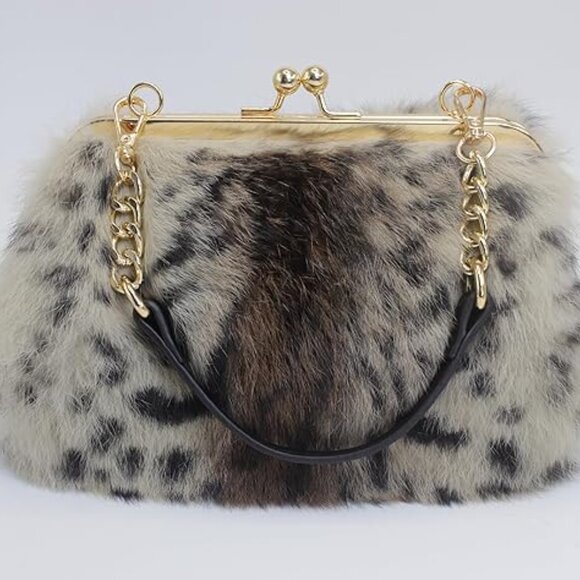Neiman Marcus Elegant Snow Leopard Print Handbag